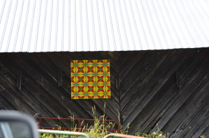 A beautiful quilt-like panel on a barn near the campground. 