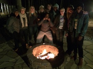 YHC ladies basketball team around our fire pit
