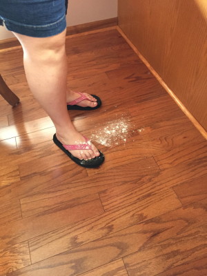 Lori took the old adage that 'it's no good until you get it all over you' very seriously!!