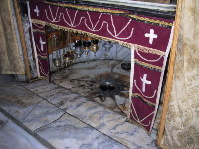 If you reach into the middle of star in the floor in this picture, you will be able to touch what is believed to be the floor of the stable where Jesus was born in the Church of the Nativity. 